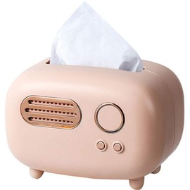 WAYUTO Vintage Radio Facial Tissue Box Cover Napkin Holder Decorative Napkin Storage Organizer Paper Towel Dispenser Container for Bathroom Car Office Desk Home Decor Bedroom Restaurant Pink