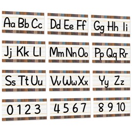 12 Pieces Alphabet Bulletin Board Strips Set Alphabet Line ABC Alphabet Banner & Number Border Posters for Preschool Kindergarten Classroom Playroom Bedroom (Industrial Chic)
