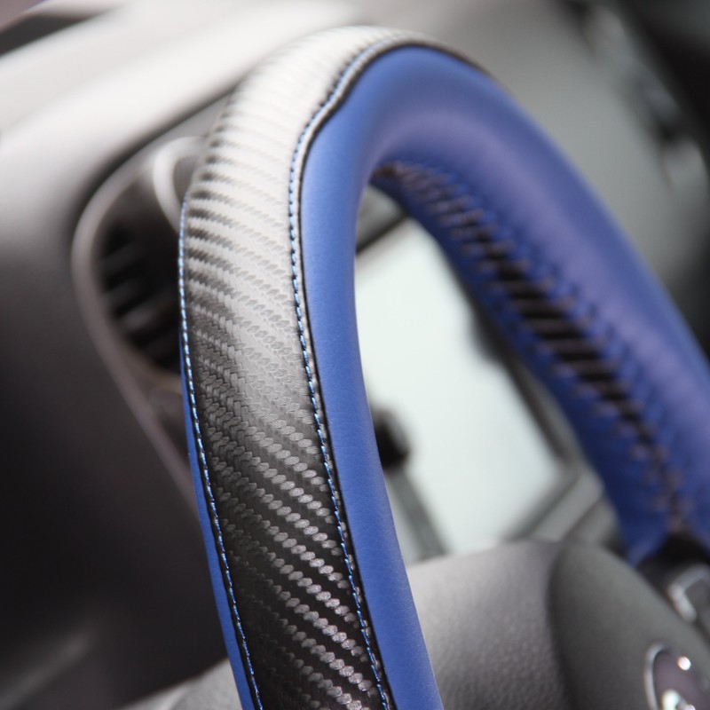 14.25"-15" Steering Wheel Wrap Cover PVC Leather Stitch on with