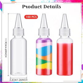 Jingmore 100 Pcs 1.7 oz Plastic Squeeze Bottles for Paint Crafts Empty Sand Art Supplies with Leak-proof Top Caps Writer Bottles for Student Arts Class