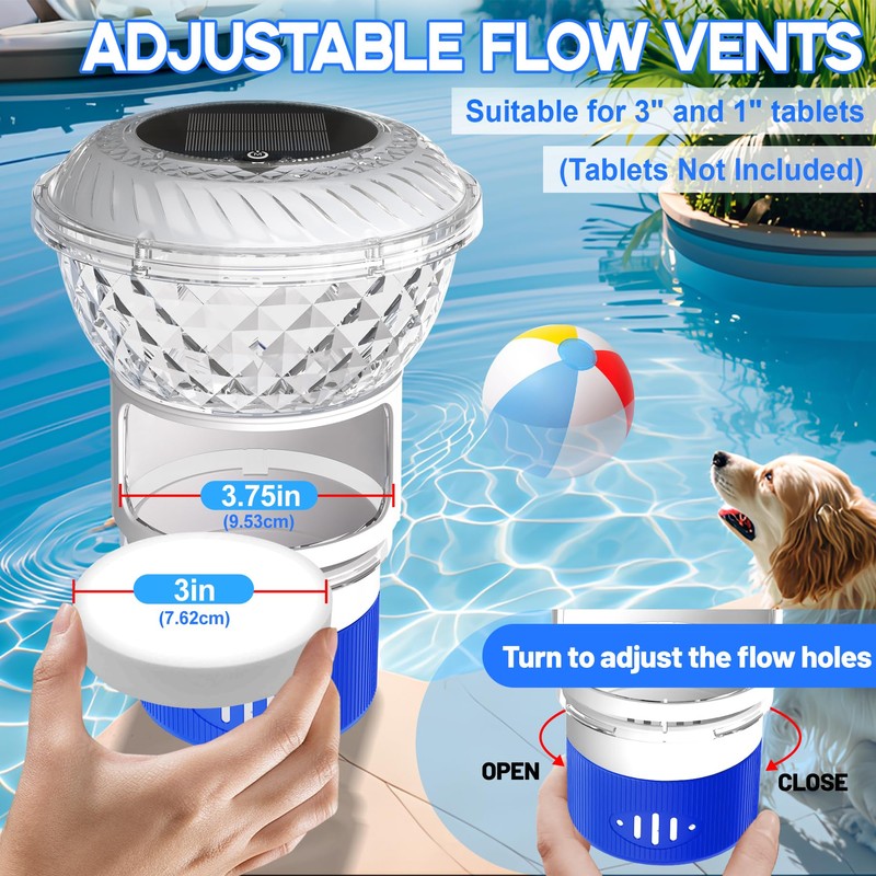 DeeprBling Dosing Float Pool with Marquee Solar Lights, Chlorine Dosing