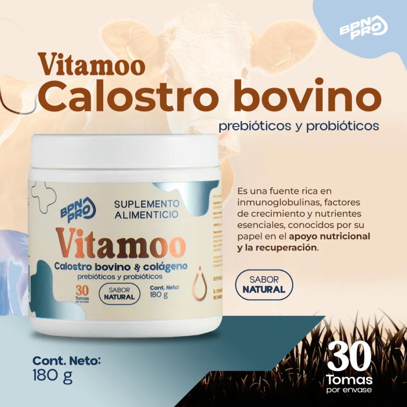 Calostro Vitamoo BPN PRO Natural con Colágeno, Probióticos y Prebióticos.