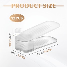 TLPCRKI 12 Pack Shoe Slot Organizer, Shoe Stackers for a Pair of Shoes, Adjustable Double Layer Stack Shoe Racks Space Saver, Storage Clear Shoe Holder for Closet Organization