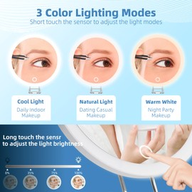 Magnifying Mirror with Light 30X, , Large 6" Rechargeable 3 Colors Modes Dimming Lighted Makeup Mirror with 30X Magnification, LED Travel Magnified Mirror with 3 Suction Cups and 360° Table Stand