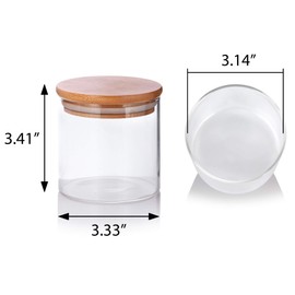 10 oz Premium Borosilicate Clear Glass Jars Canister Bamboo Silicone Sealed Lid - Non-toxic, BPA free, Higher Thermal Shock Resistance than Regular Glass, Microwave, Dishwasher, Freezer Safe (Single)