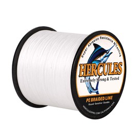 Hercules Super Strong 300M 328 Yards Braided Fishing Line 100 LB Test for Saltwater Freshwater PE Braid Fish Lines 4 Strands - White, 100LB (45.4KG), 0.55MM