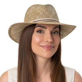 Mayser Calas Straw Hat Women/Men – Made in the EU Outdoor Hat Straw Bow Art Sun Hat Summer Spring Summer, natural