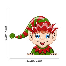 Leniutor Christmas Elf Peeking Sticker, Cute Reindeer Santa Claus Window Stickers Decals for Car Window Bumper Stickers Christmas Accessory Decorations (Elf, 1)