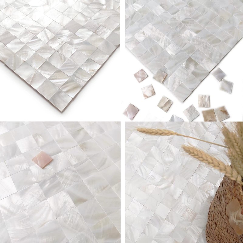 Peel and Stick Backsplash Mother of Pearl Tile, Yew &
