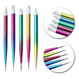 Xiaoya Pincel De Silicon Para Decoracion 3d Con 5 Punteros Color Aluminio