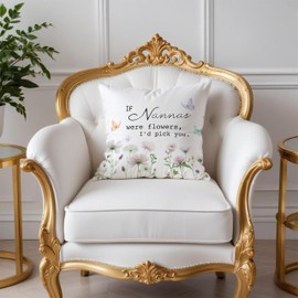 Fuasei Nanna Gift Ideas, Grandma Gifts Pillow Covers 18x18, If Nannas were Flowers I'd Pick You Decorative Pillow Covers, Grandma Gifts from Grandkids, Grandma Gifts for Grandma