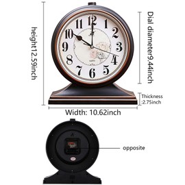 Desk Clock for Table Decor, Retro Mantel Clock Battery Operated for Fireplace Mantel, Living Room, Bedroom, Office, Desktop Decoration(Black)