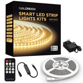 Galgreen Warm White LED Strip Lights, 16.4ft Smart LED Light Strip 3500K with Dimmable...