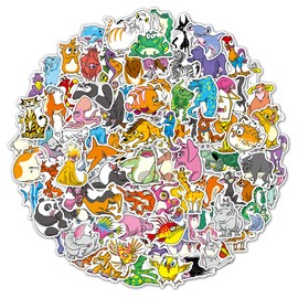 Cartoon Animals Stickers, Cool Animal Gift for Kids Teen Adult, Waterproof Vinyl Decals for Laptop Water Bottles Skateboard Bike Car Helmet Luggage Guitar Scrapbook Phone Pad [100PCS]