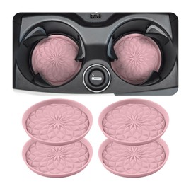 Zpana Car Coaster, 4PCS Silicone Non Slip Vehicle Cup Holders Insert Mat, Waterproof Automotive Interior Cupholder Embedded Protection Pad Accessories, Universal for SUV, Sedan, Truck(Pink)