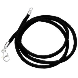 New 19" BLACK Silk Cord Chain Necklace Sterling Silver