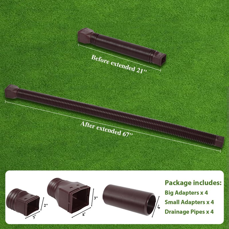 Gutterlix 4 Pack Flexible Gutter Downspout Extensions Extendable from 21"