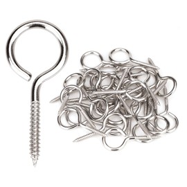 Aovchei Eye Screws, 30Pcs 1.57 inches 304 Heavy Duty Stainless Steel Screw Hooks, Rust-Resistant Self Tapping Eyelet Bolts for Wood, Securing Cables Wires, Indoor & Outdoor for Hanging Artwork
