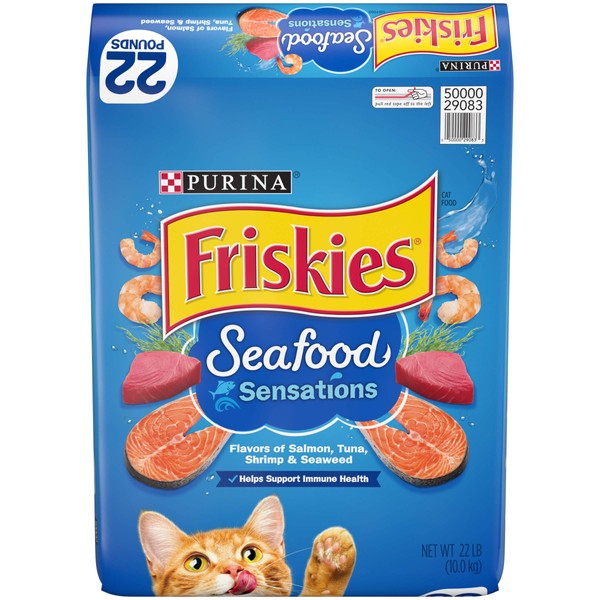 Purina Friskies Dry Cat Food, Seafood Sensations - 22 lb. Bag