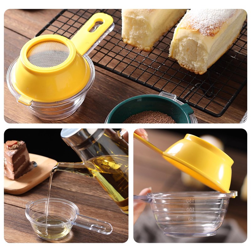 Kitchen 2-in-1 Sieve with Scale and Removable Measuring Cup, Strainer