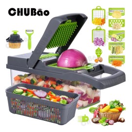Rallador Cortador Rebanador Picador Manual De Verduras Fruta Rallador de cocina mango CHUBAO CHUBAO-17317 color negro/verde