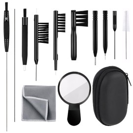 Hearing Aid Cleaning Kit 13 Pcs Hearing Aid Cleaner Black Hearing Aid Cleaning Tools,Hearing Aids Cleaning Kit Includes Hearing Aid Cleaning Brush,Magnifier,Ventilation Rod,Screwdriver,Storage Bag