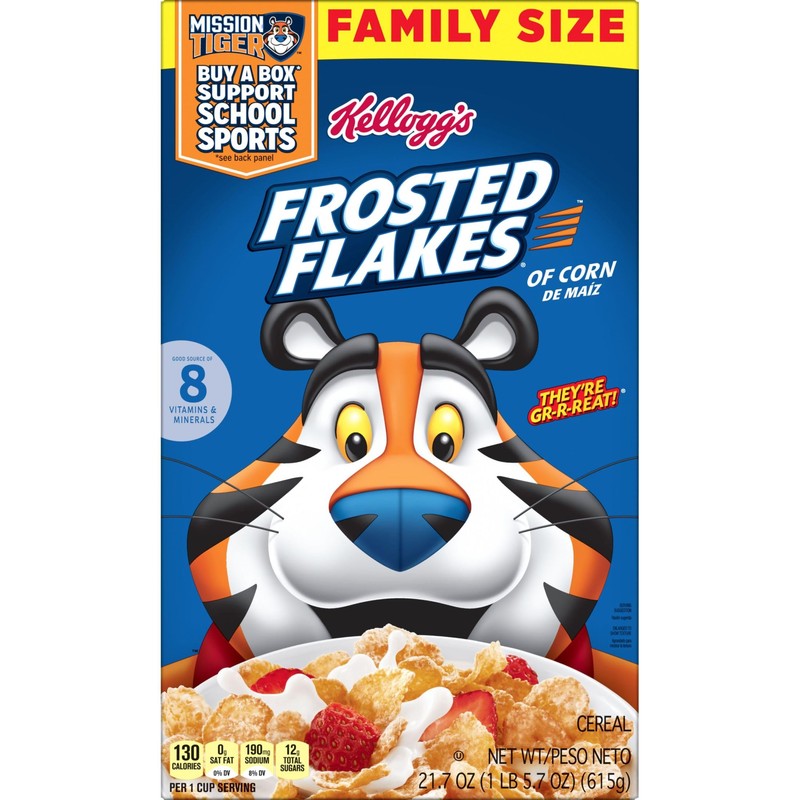Kellogg's Frosted Flakes Breakfast Cereal, Kids Cereal, Family Breakfast, Family