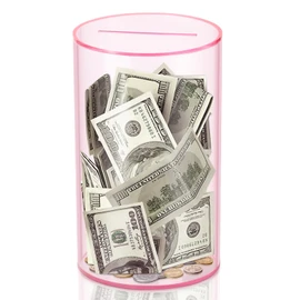 hizgo Clear Pink Piggy Bank for Adults and Kids, Unopenable Acrylic Savings Jar, Must Break to Open, Medium Size (8" H x 5" Diameter)