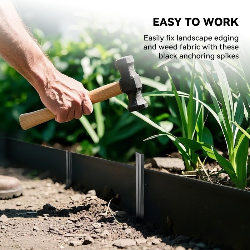 Worth Garden Metal Garden Edging Stakes, 8 inches - Black