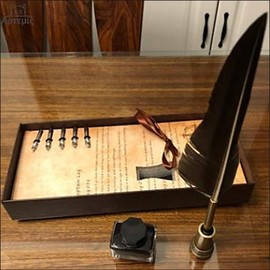ST TS Antique Retro Fountain Pen Holder Pen Stand Ballpoint Pen Copper Pen Stand 2pcs Set