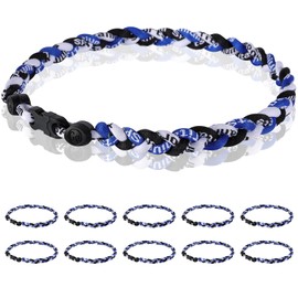 Midtatus 18inch Baseball Necklace,12 Pack, Team Gift for Baseball Funs, Fashion Three Braided Titanium Tornado Rope Design with Muti - Color for Pick (18.1, Blue-Black-White)