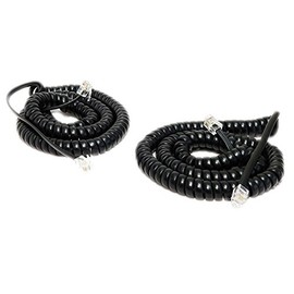 iMBAPrice (Pack of 2) Black Coiled Telephone Phone Handset Cable Cord, Coiled Length 3 to 12 feet Uncoiled (Value Pack)