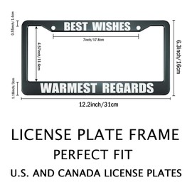 Smooffly Best Wishes Warmest Regards License Plate Frame Stainless Steel Car License Plate Frame Accessory Rustproof Car Plate Frame Decor 12.2" x 6.3"for US Canada Vehicle Standard Size