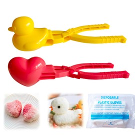 Jeyssui Sushi Mold,2 Pack Onigir Mold,1 Duck Rice Mold+1 Heart-Shaped Rice Mold,Cute Duck Sushi Mold for kids,Kitchen Diy Lunch Bento Decoration Tool.(2 pack Includes polyethylene plastic gloves)