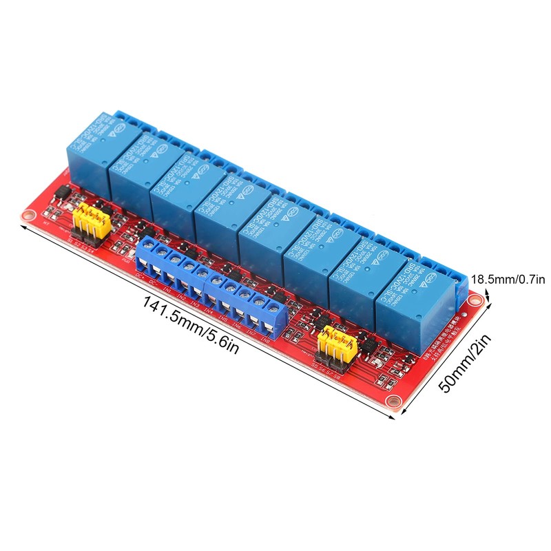 8 Channel Optocoupler Relay Module Board, Strong Driving Ability, 5V/12V/24V,Fault