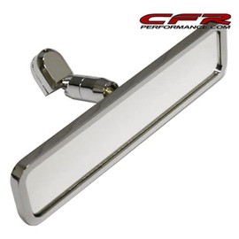 Compatible/Replacement for Chevy/Ford/Mopar Chrome Aluminum Rear View Mirror - Ball Milled