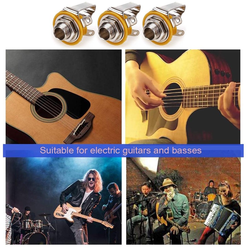 RUNCCI-YUN 6,35mm 1/4 Inch Female Guitar Input Jack, 6,35mm TRS