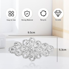 UAIAGM Broach for Wedding 4 Inch Bridal Flower Ribbon Brooch Clear Austrian Crystal Rhinestone Pin Large Diamond Dresses Elegant Brooches for Women Vestidos Elegantes Aplicaciones