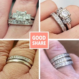 SHELOVES Stacking Eternity Rings for Women 925 Sterling Silver Wedding Rings Princess Cz Wedding Band Sz S