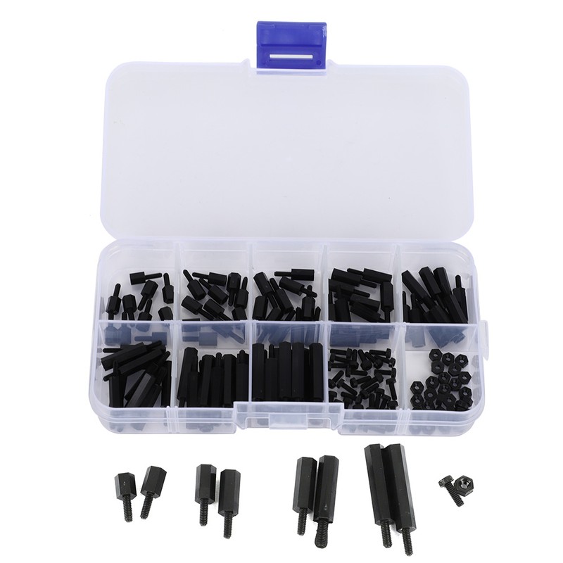 140pcs box M2 Nylon Round Head Cross Screw Hex Nut