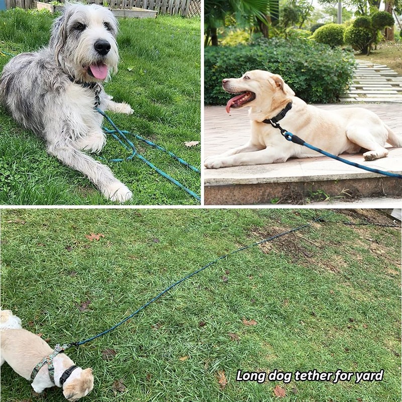 BTINESFUL Tie-Out Check Cord Long Rope Dog Leash, 8ft 12ft