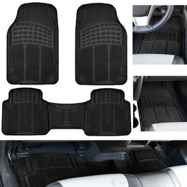 Car Floor Mats for 2008-2011 Buick Enclave CXL Sport Utility 4-Door. Rubber Car Floor Liners Set All Weather Protection Heavy Duty Black 3pc Pack
