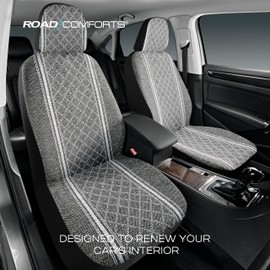 Road Comforts Baja Blanket Seat Covers Gray Diamond Bucket Seat Covers Low Back - Jacquard Fabric, Airbag Compatible, Universal Fit for Cars, Trucks, SUVs, and Vans