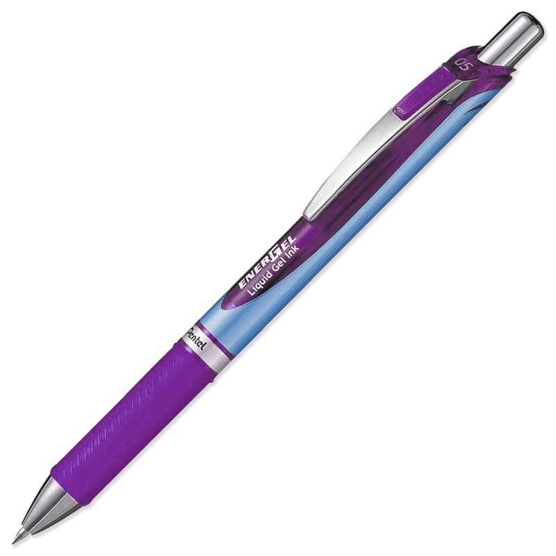Pentel Energel BLN75 Retractable Gel Rollerball Pen 0.5mm Purple (Pack