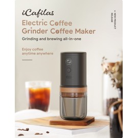 【i Cafilas Electric Coffee Grinder Coffee Maker 】Portable Grinder Stainless Steel Whole Bean for Outdoor Sport Lover French Press Drip Coffee, Reusable Espresso Capsules Turkish Brew