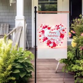 BlissYard Happy Valentine's Day Garden Flag Double Sided 12x18 Flag Red White Love Hearts Yard Flag Love Combination Valentine Garden Flags Valentine Flag House Banner for Holiday Wedding Decoration