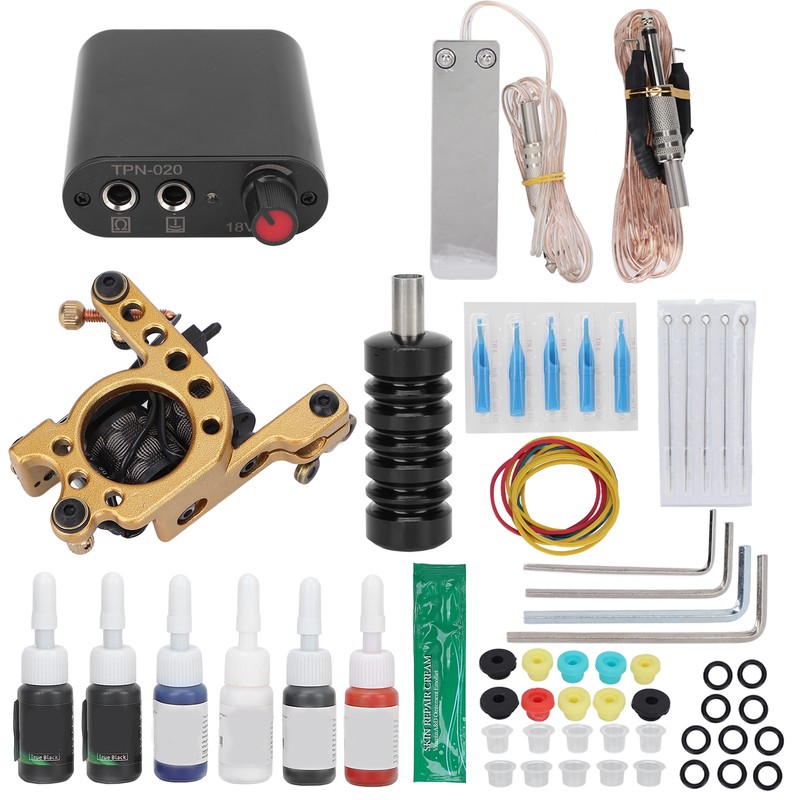 Professional Tattoo Machine Kit Tattoo Power Supply 10 Wraps Complete