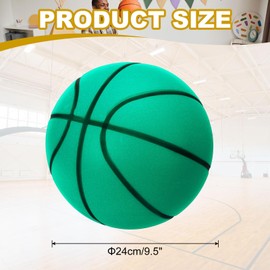PATIKIL Silent Basketball Size 7 (9.5"), No Noise High-Density Foam Dribbling Indoor Basketball with Net Bag for Quiet Dribbling and Indoor Sport, Green