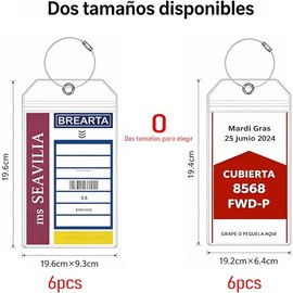 Paquete de 6 Etiquetas de Equipaje para Cruceros, Etiquetas para equipaje de crucero, Cruise Luggage Tag Impermeable con Cable de Acero Inoxidable，Adecuado para equipaje, viajes, crucero