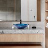 YIMAI Ingenuity Vessel Sink 16.5" Bathroom Sinks Tempered Glass Blue